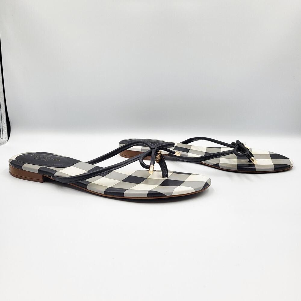 Kate Spade New York Mistic Bow Black & White Checkered Sandals Women's Size 10 - Picture 2 of 10